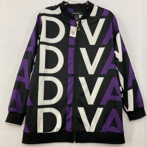 New Ashley Sport size 14/16 Black Purple Graphic Diva Full Zip Jacket